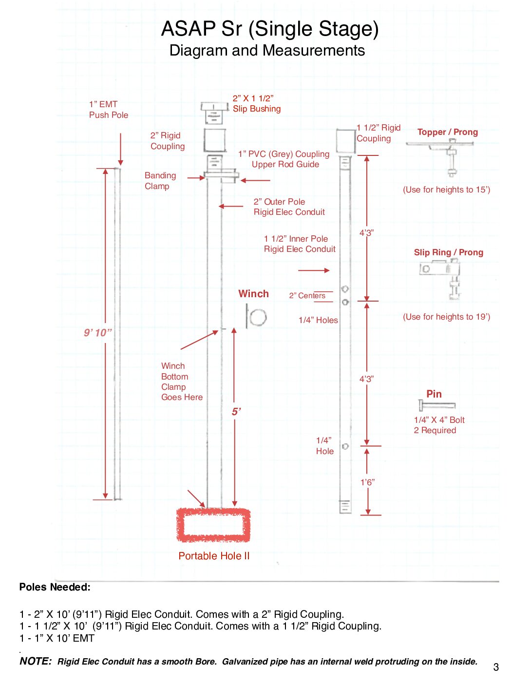 Winch Assembly Kit Single Stage ASAP Pole Sr.
